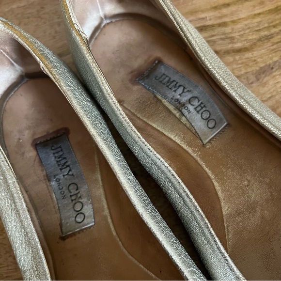 Jimmy Choo Metallic Silver Leather Ballet Flats Size 8 - Picture 12 of 14